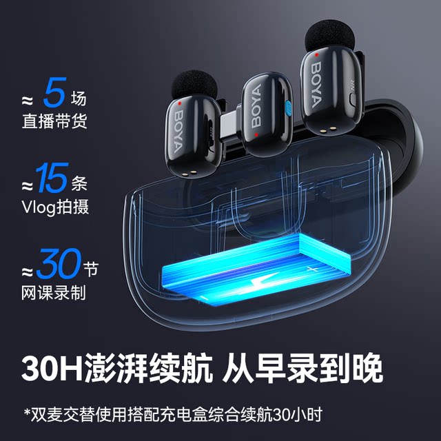 Microfono Lavalier Wireless BOYA Boyamini - Mini Microfono Con Custodia Di Ricarica, Riduzione Rumore E Voci AI Per Content Creator TikTok E YouTube