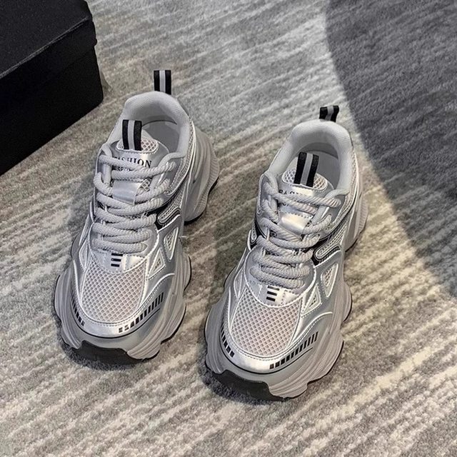 
Korean genuine leather and velvet dad shoes for women 2025 autumn and winter high-end thick-soled, breathable and versatile sports and casual shoes