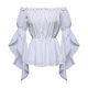 European and American women Renaissance shirt pleated sleeves off-shoulder ruffled shirt top blouse woman
