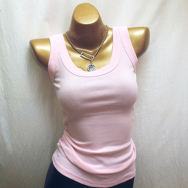 INS hot style U-neck slim-fitting breast-covering sleeveless bottoming vest with yellow suspenders for summer women