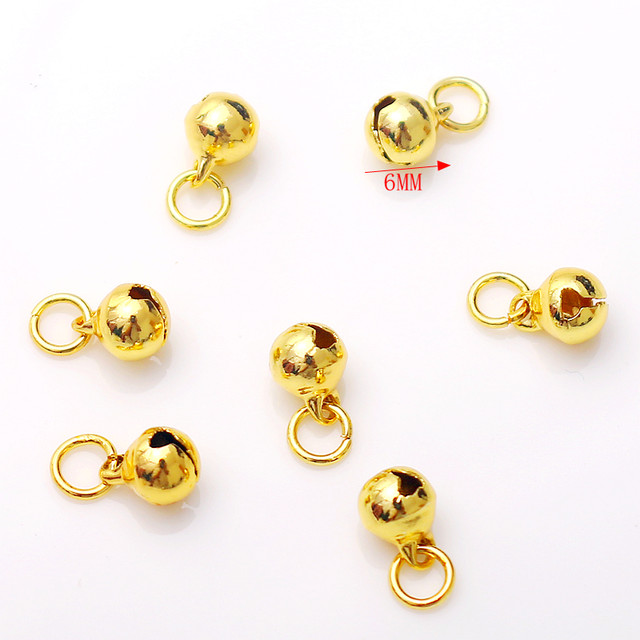 Copper plated 14K real gold will ring color-protecting bell 6/8/10mm bracelet DIY necklace small pendant jewelry pendant hanging decoration
