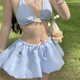 Bikini girl sweet swimsuit women's bud skirt bikini swimsuit pure and beautiful three-piece hot spring swimsuit