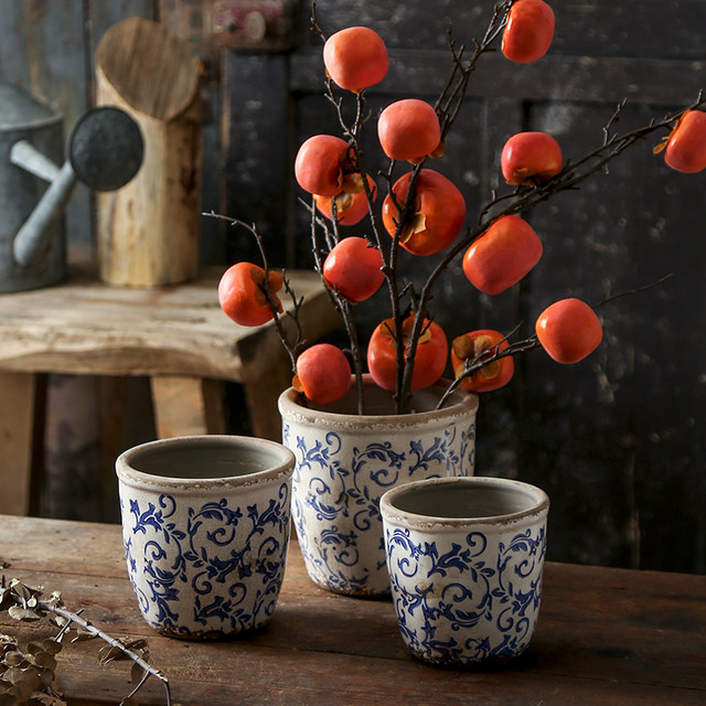 New Chinese style antique blue and white porcelain orchid Phalaenopsis ceramic flower pot hydroponic utensils for planting flowers and green plants gardening