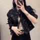 Retro floral printed denim jacket for women 2025 spring and autumn new design niche short temperament casual jacket