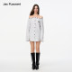JAC FLEURANT2025 Spring and Summer New Style Shirt Women's Long Sleeve Striped Loose White One-Shoulder Waist Shirt
