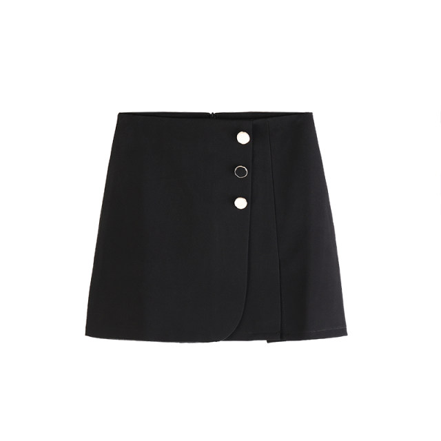 Plus size fat mm spring Korean version 2022 new slim button skirt female students versatile A-line side pleated skirt
