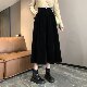 Autumn and winter new fat MM high -waisted medium long skirt velvet A -line skirt temperament versatile large size thin pocket long skirt

