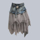 European Station 24 Summer New Type Slice Gaunt high -waist Slim Slim Denim Halway Skirt Female Women