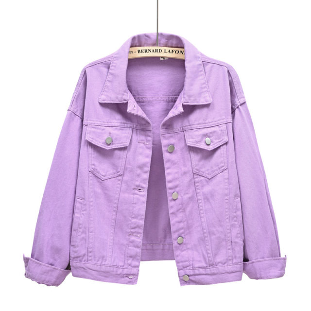 2021 spring style fashionable pink denim jacket for women fat mm slim top Korean style loose BF student casual jacket