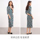 Spring bamboo 100% mulberry silk V-neck 7-quarter sleeve floral 2025 summer new stretch knitted silk dress