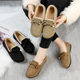 Autumn and winter new style beanie shoes for women, plus velvet, warm casual shoes, flat lazy shoes, furry shoes, one-leg women's cotton shoes