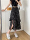 Large size chiffon skirt summer 2025 new mid-length floral cake skirt fat MM high waist elastic A-line skirt