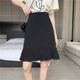 Large size high waist solid color pleated skirt for women in spring and summer new short skirt black hip slim A-line fishtail midskirt