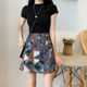 Large size skirt for women's summer A-line skirt covering hips to make them look slim and fat mm2025 new skirt retro printed hip-covering skirt