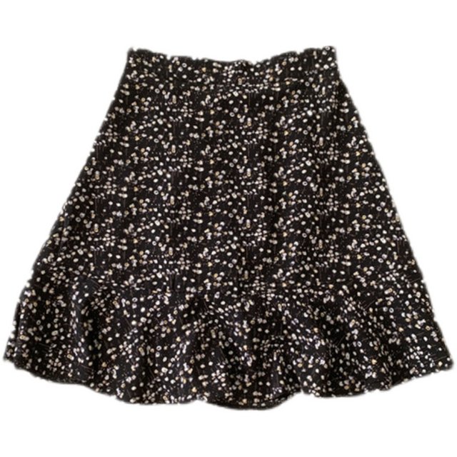 Large size French retro small wrinkled chrysanthemum fishtail skirt for women in summer versatile lotus leaf edge anti-exposure A-line hip-pack skirt