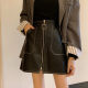 Small leather skirt A -line skirt Ins super fire half skirt MM2020 new large size PU leather zipper skirt bag hip skirt