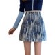 Oil painting printed skirt summer large size women's high waist Hong Kong flavor thin bag hip skirt fat mm student A -line skirt
