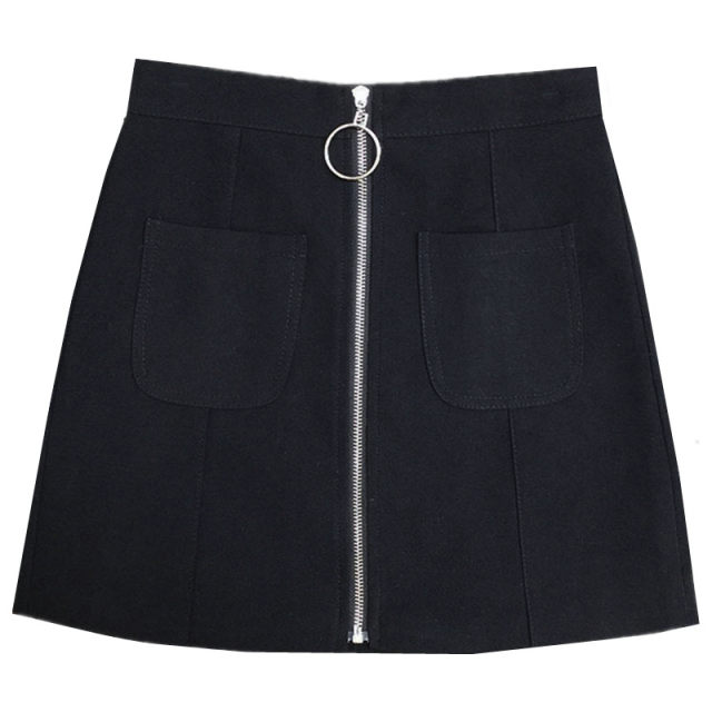 Spring and autumn large size women's zipper short skirt fat MM high -waisted thin pocket A -line skirt 200jin [Jin is equal to 0.5 kg] deer skin velvet skirt
