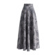 Skirt Spring and Autumn 2025 new gray floral A-line long skirt with high waist covering belly drooping large size umbrella skirt

