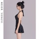 Swiming clothes women's high -end emotional hanging neck, beautiful back, skirt, slightly fat, fat, waist, waist, thin, gathered hot springs

