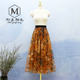 2025 spring and summer fashion printed skirt elegant large hem skirt mid skirt three-layer soft mesh skirt slim skirt long skirt