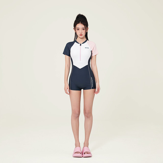 Yimeishan one-piece swimsuit slimming 2025 new conservative flat corner swimming pool special sports beginner swimsuit