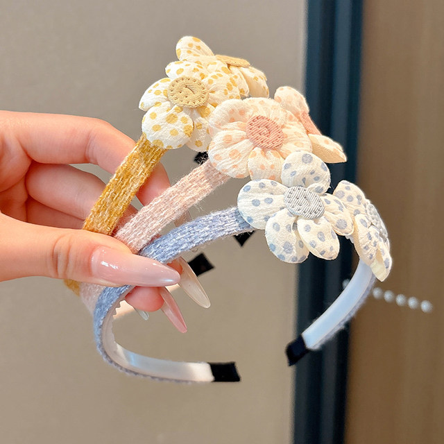 Candy colored hairband children's cute bow headband princess flower headdress little girl pressing hair tie without strangling