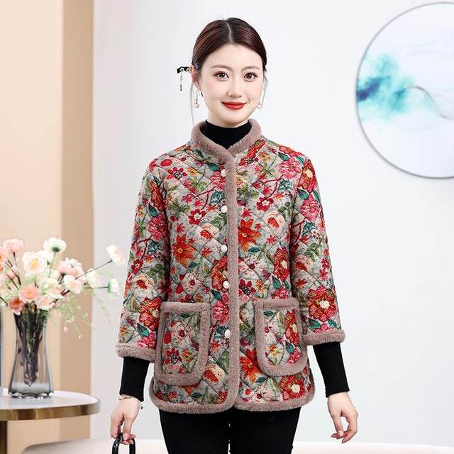 Mom's autumn and winter half-sleeved horse clip plus velvet vest warm vest middle-aged and elderly women's winter fashion thickened cotton jacket