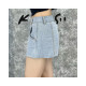 American hot girl denim skirt women ins fashion old blue mid-high waist slimming summer irregular miniskirt
