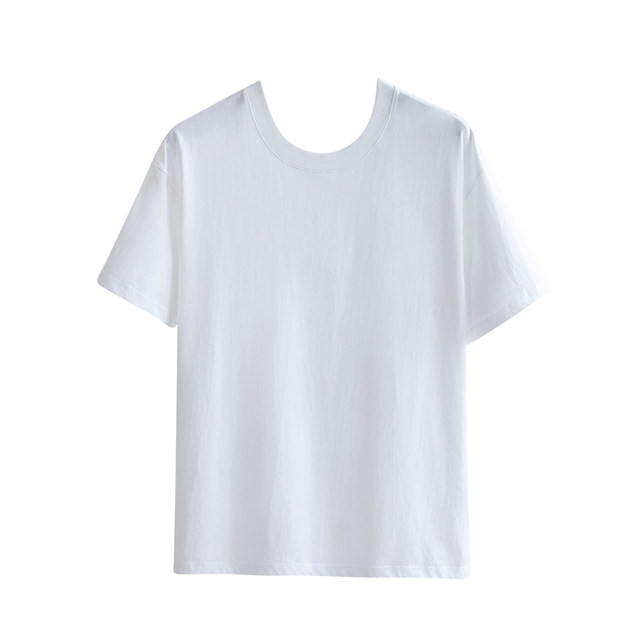 White short -sleeved T -shirt Female summer new cotton loose thin, thin, neutral men and women in the white embryo can dye the bottoming shirt
