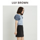 Lily brown spring and summer high -waisted zipper wild babes A -line short skirt lwfs242117
