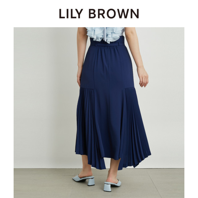 Lily brown spring and summer high -waisted pleated pleated pleated long half body skirt LWFS242044
