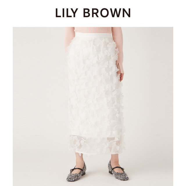 LILY BROWN autumn and winter style sweet three-dimensional lace high waist straight skirt LWFS245065
