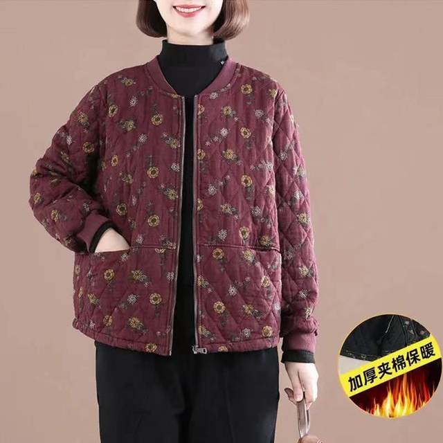 Cotton-padded clothing for women 2025 autumn and winter new large size loose retro quilted thickened cotton and linen versatile casual printed cotton clothing