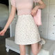 Sweet French floral skirt for women in summer large size new anti-exposure A-line skirt high-waisted slim hip short skirt
