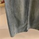 Korean order light blue rear slit denim skirt for women in early spring high waist slim mid-length hip-cover skirt
