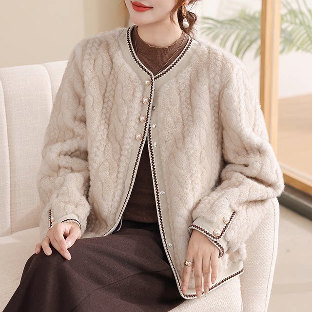 Yu Zhaolin Fashion Women's 2025 New Thickened and Velvet Imitation Mink Jacket