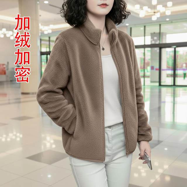 Coral velvet women's coat for outer wear as mother's wear 2025 new winter stand-up collar large size thickened fashionable warmth and cold protection