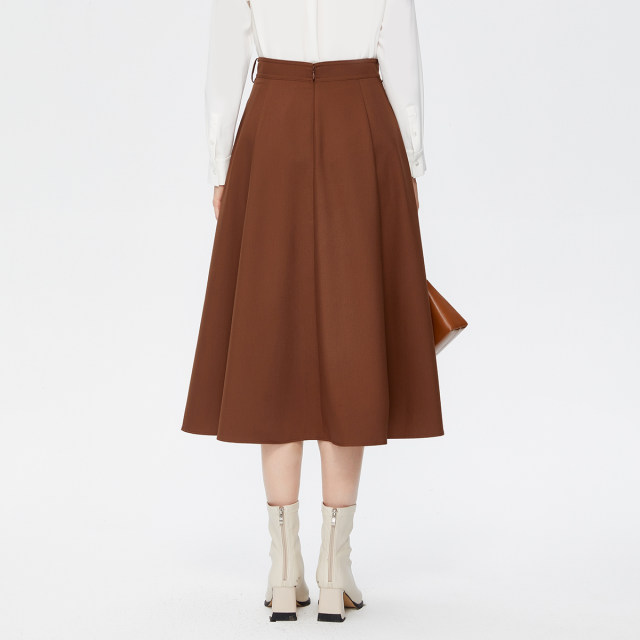 PRICH wavy A-line skirt hem waist-closed vertical cut implicit zipper simple temperament commuting skirt women
