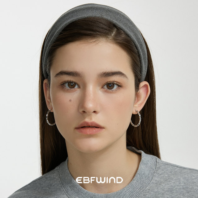 
EBFWIND Korean style simple and high-end gray wide version headband versatile high skull