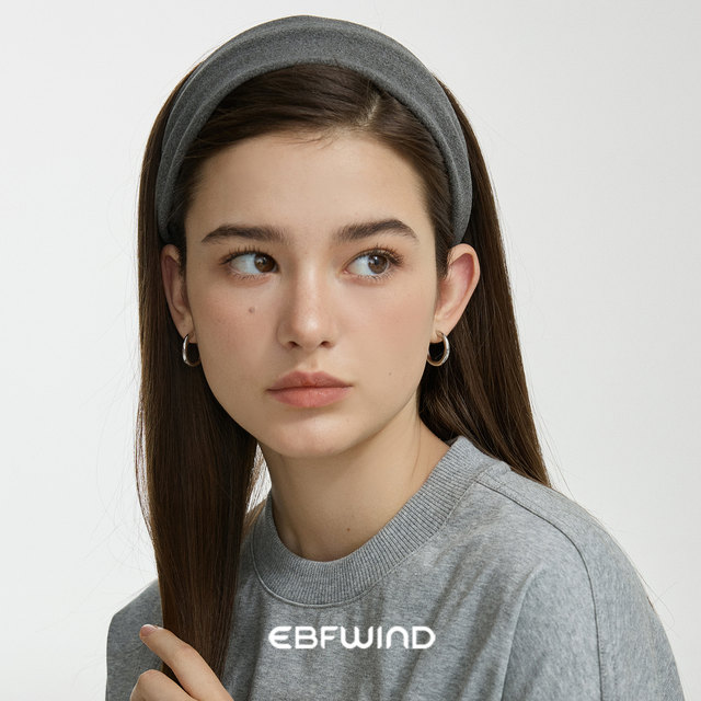 
EBFWIND Korean style simple and high-end gray wide version headband versatile high skull