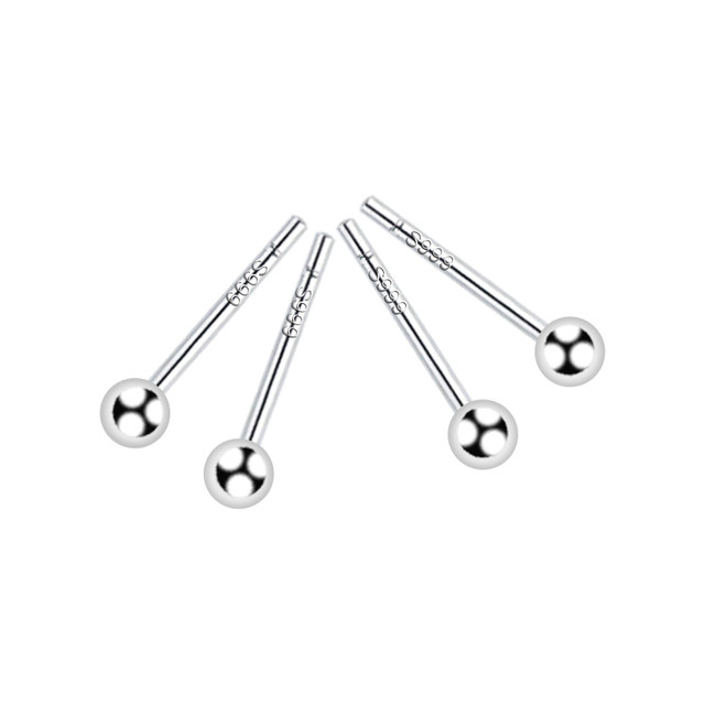 999 silver ear studs and ear sticks for women, pure silver anti-blocking ear needles and ear sticks, sterling silver ear piercing for sleeping, no need to remove ear bone stud earrings
