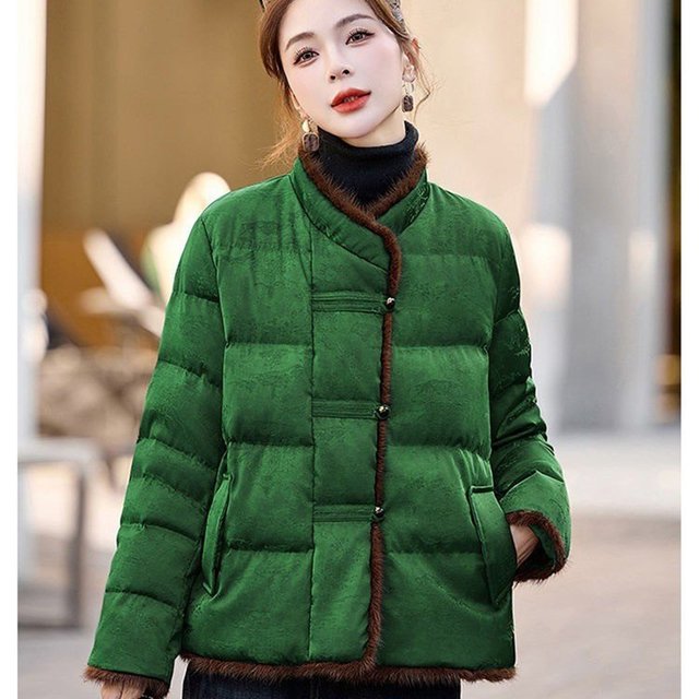 New Chinese style light national style cotton jacket for women 2025 winter high-end retro jacquard disc buckle thickened warm cotton jacket