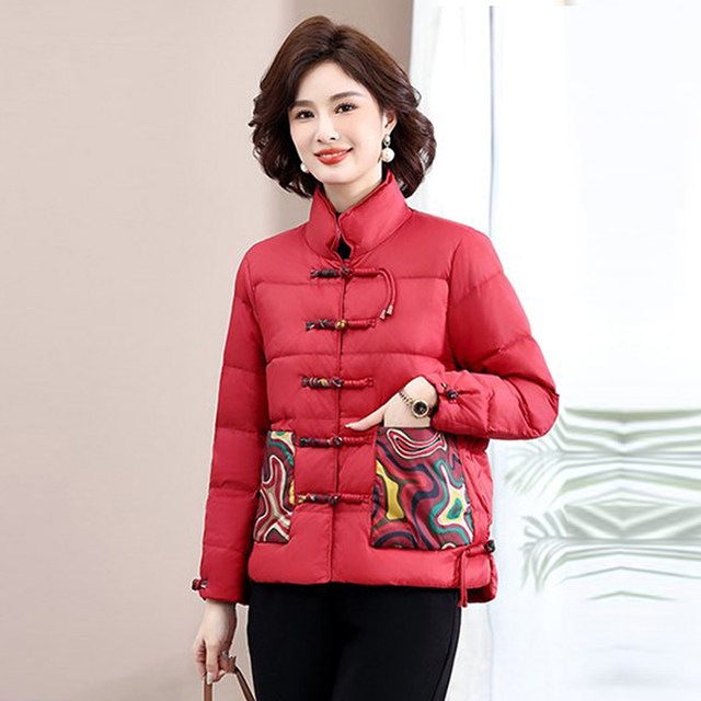
Withdrawal of bids and cabinets! 2025 autumn and winter women’s new ethnic style warm plate-button stand-collar down jacket