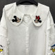 2025 spring new cartoon design doll collar long sleeve white shirt for women loose casual and versatile age-reducing shirt