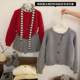 Clearance small person with a unique round neck cream yellow sweater cardigan for women's winter short thickened soft and glutinous style knitted jacket