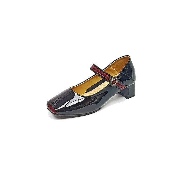 DaYaYa plus size women's shoes 41-43 feet wide and fat 24 years spring style cow patent leather thick heel fashion single shoes 9226-3
