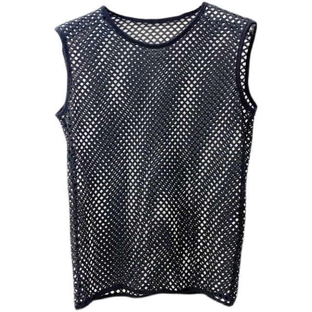 New European and American summer products, large mesh hollow mid-length women's vest, boyfriend style fishing net breathable neutral vacation style hood