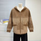 
Mom's clothing autumn 2025 new loose houndstooth cardigan hooded top middle-aged and elderly women's coat autumn and winter clothes