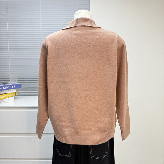 
Middle-aged mother's clothing autumn and winter new style sweater middle-aged and elderly women's half-zip loose tops thick bottoming shirts